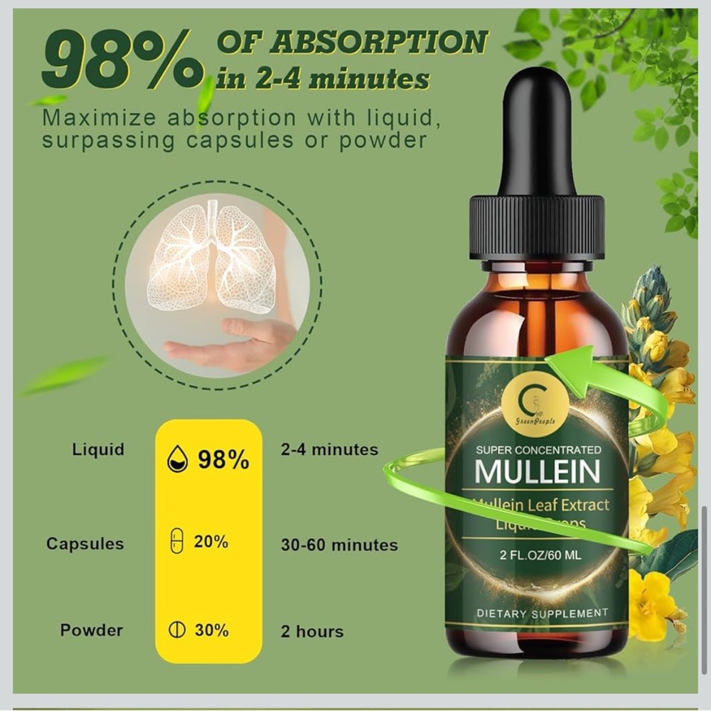 Mullein Leaf Extract Liquid Drops - 2 Pack - Picture 6 of 7